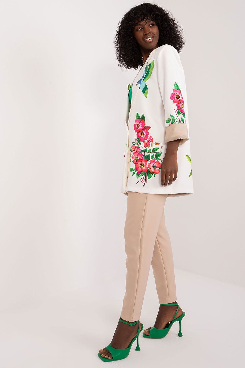 Floral Print Jacket Button Closure Lined - ShalayeFashion