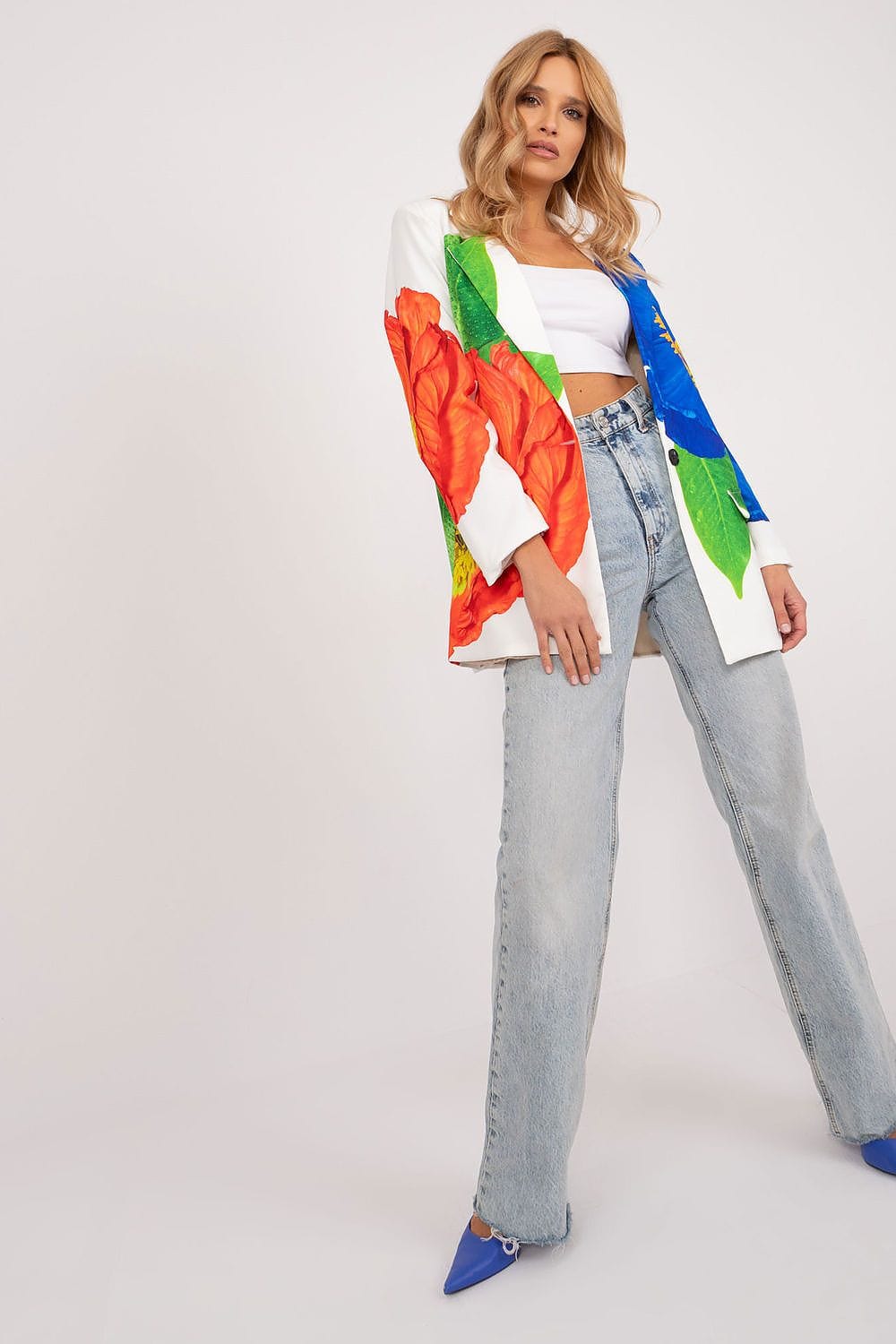 Floral Print Jacket Button Closure Lined - ShalayeFashion