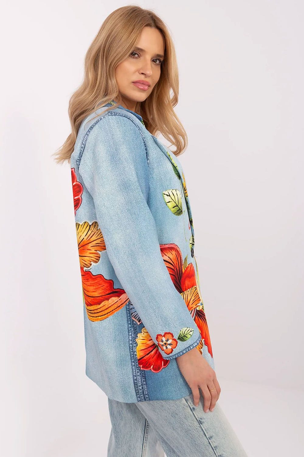 Floral Print Jacket Button Closure Lined - ShalayeFashion