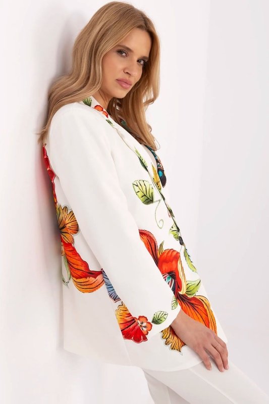 Floral Print Jacket Button Closure Lined - ShalayeFashion