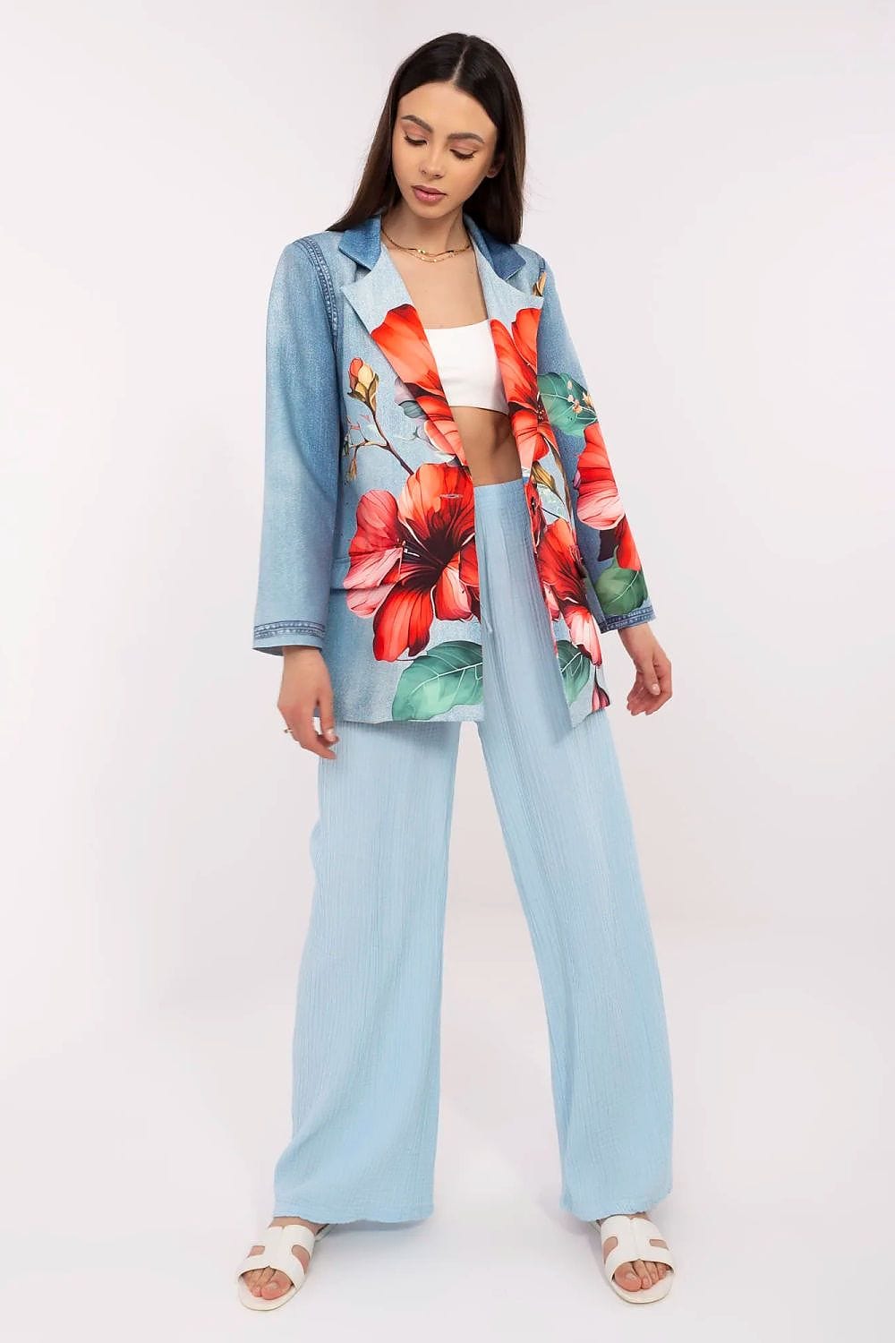 Floral Print Jacket Button Closure Lined - ShalayeFashion