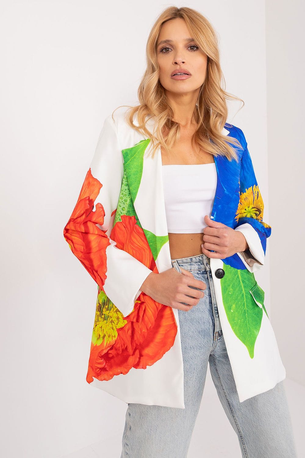 Floral Print Jacket Button Closure Lined - ShalayeFashion