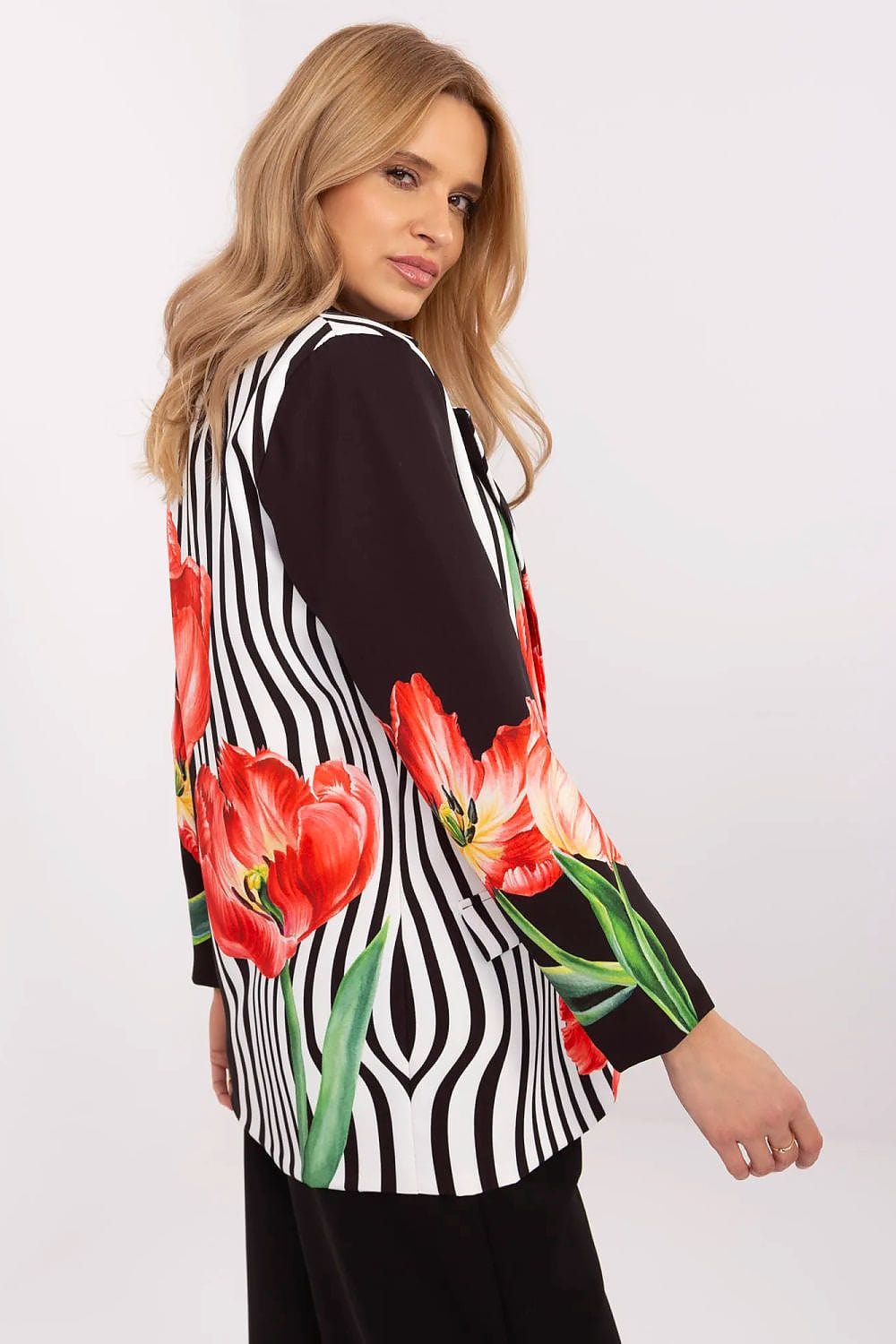 Floral Print Jacket Button Closure Lined - ShalayeFashion
