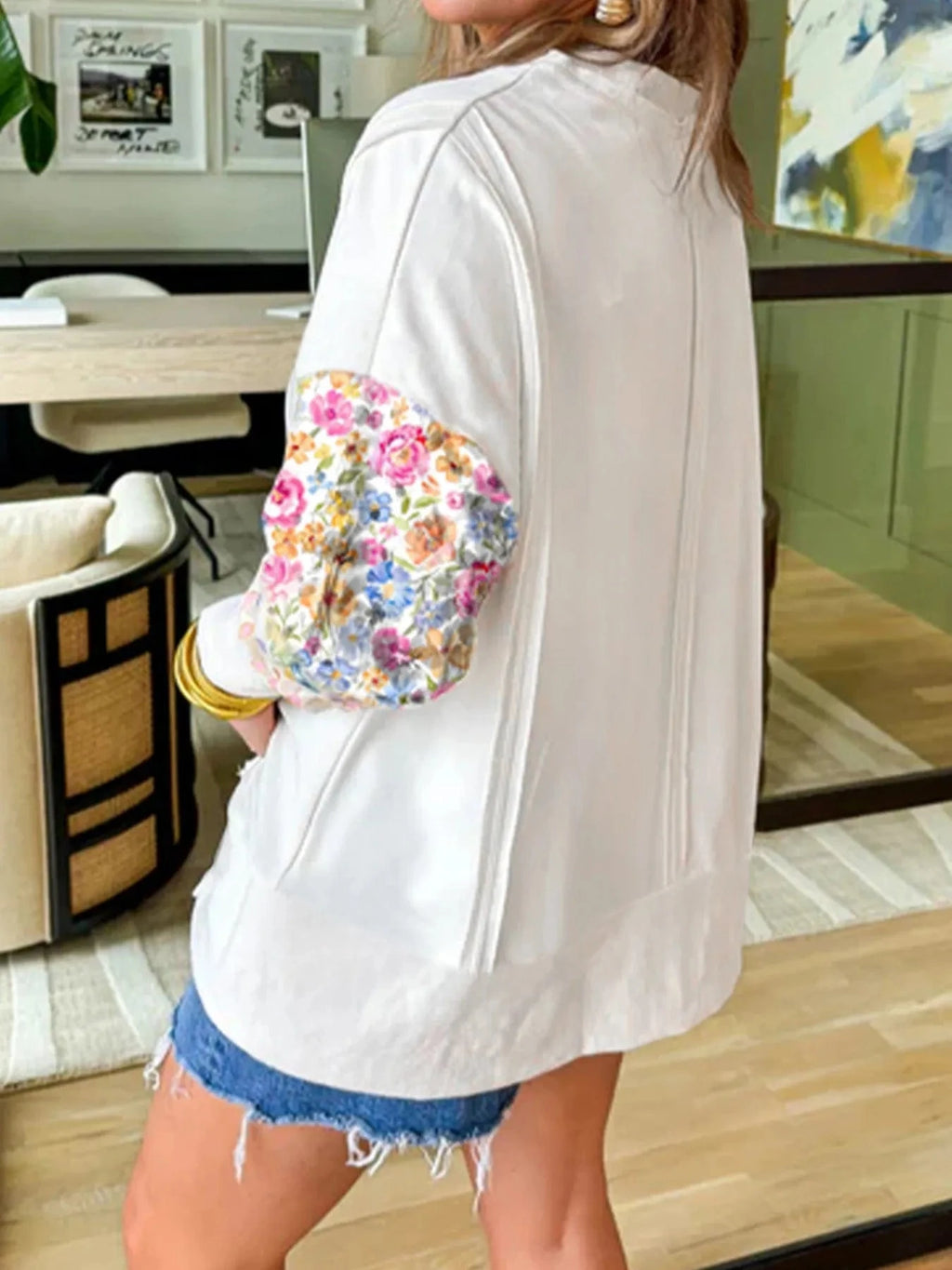 Floral Print Long Sleeve Sweatshirt - ShalayeFashion