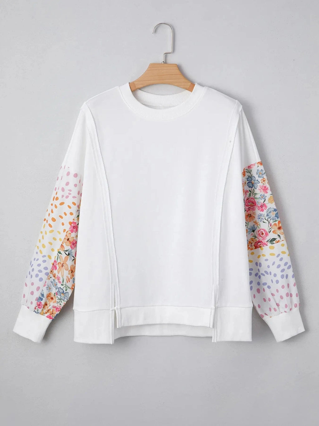 Floral Print Long Sleeve Sweatshirt - ShalayeFashion