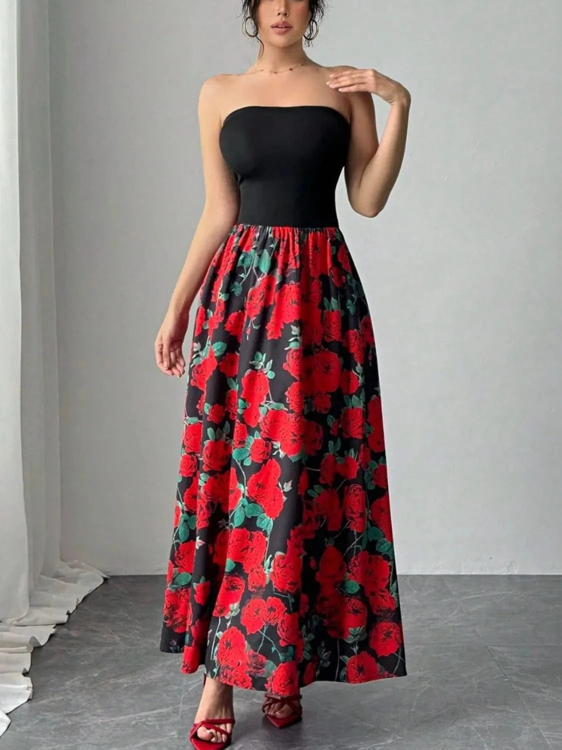 Floral Tube Maxi Dress - ShalayeFashion