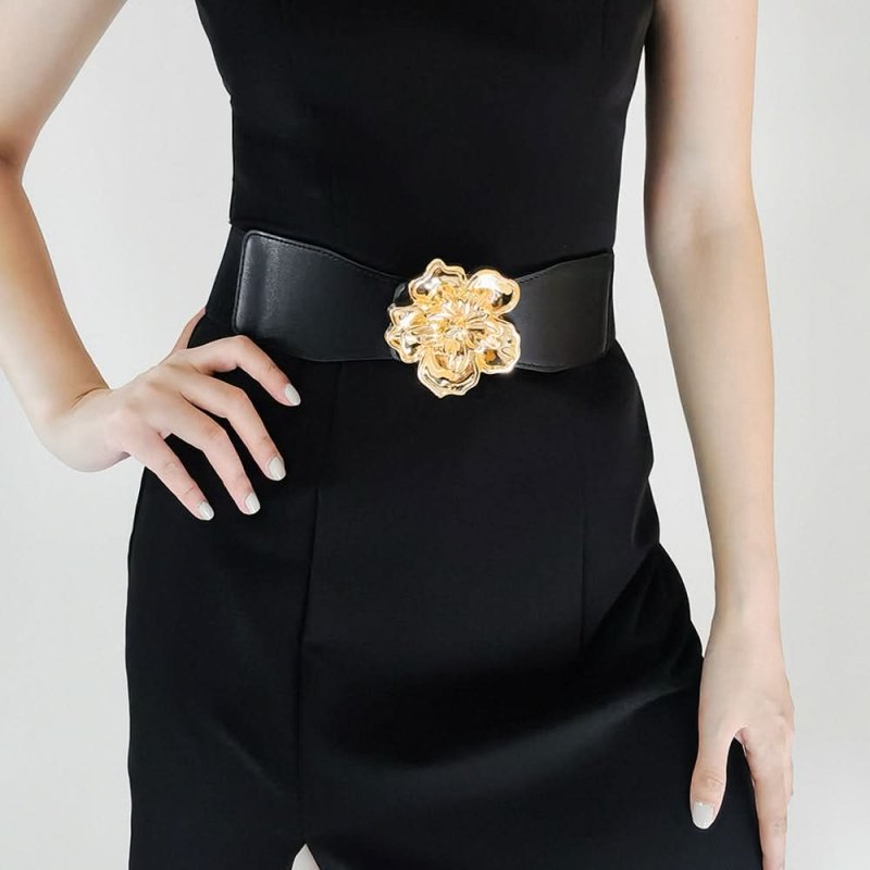 Flower Alloy Buckle Elastic Belt - ShalayeFashion
