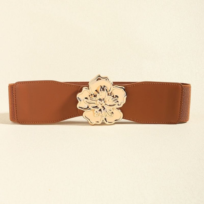 Flower Alloy Buckle Elastic Belt - ShalayeFashion
