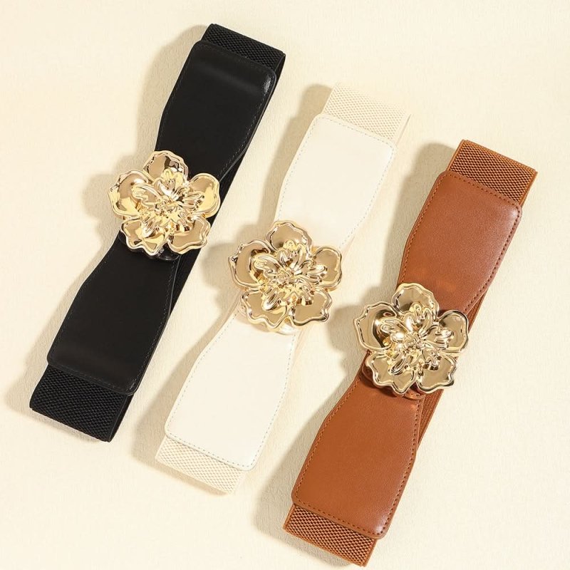 Flower Alloy Buckle Elastic Belt - ShalayeFashion