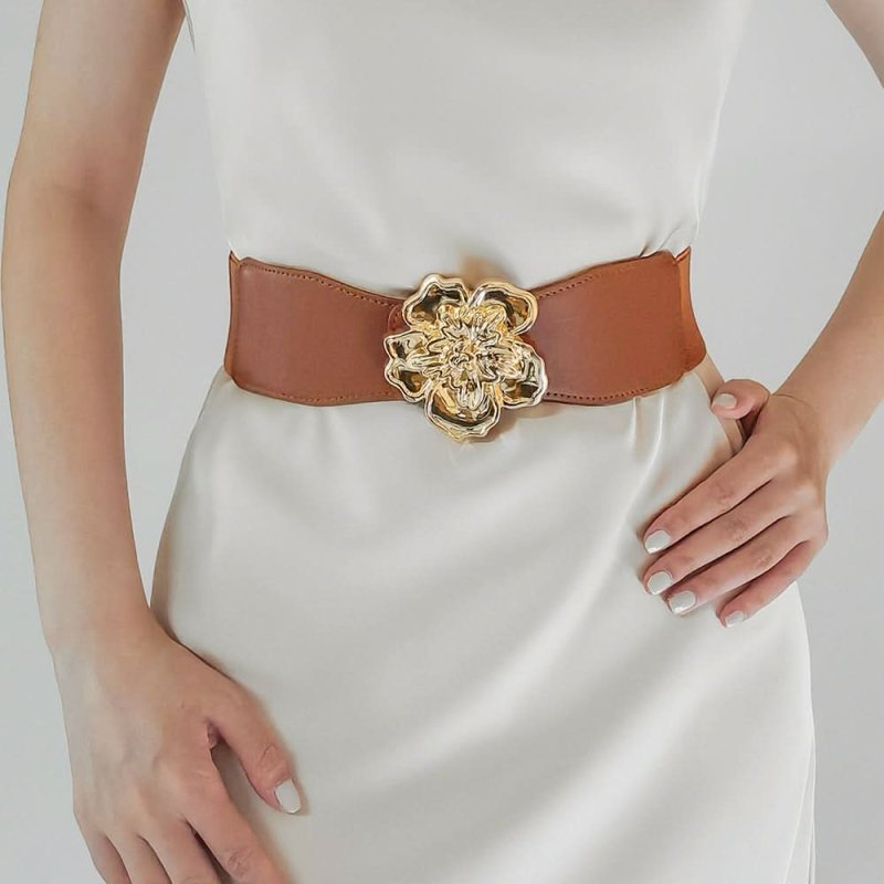 Flower Alloy Buckle Elastic Belt - ShalayeFashion