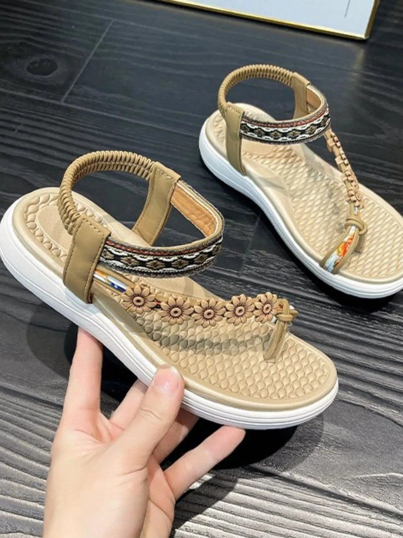 Flower Ankle Strap Sandals - ShalayeFashion