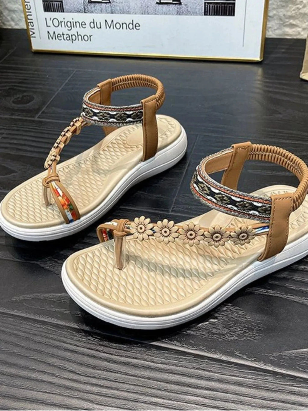 Flower Ankle Strap Sandals - ShalayeFashion