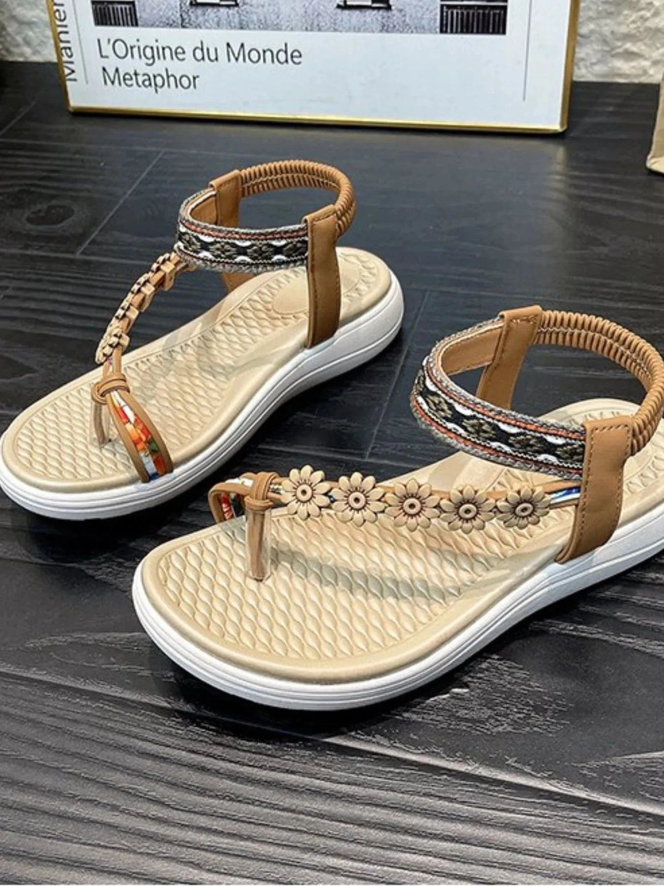 Flower Ankle Strap Sandals - ShalayeFashion