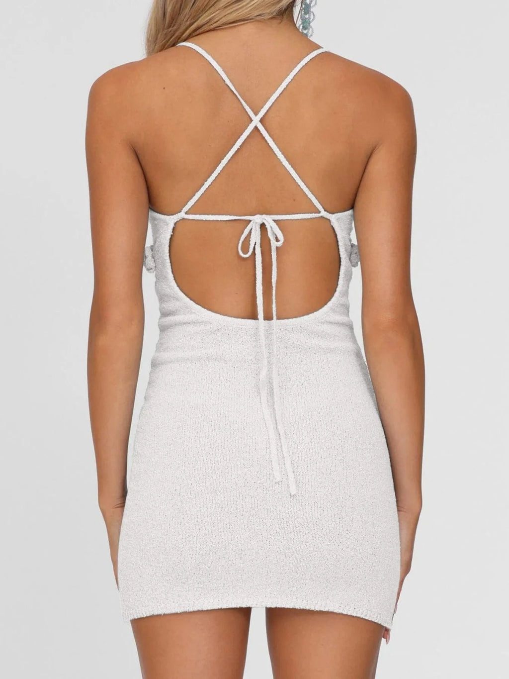 Flower Halter Neck Mini Dress - ShalayeFashion