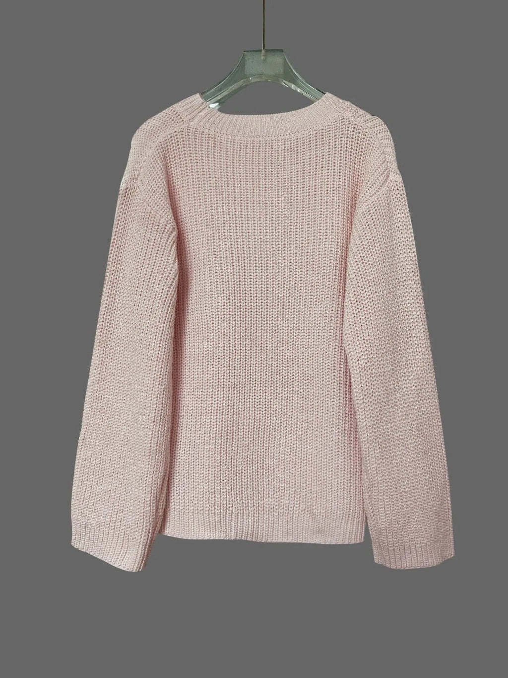 Flower Round Neck Long Sleeve Sweater - ShalayeFashion
