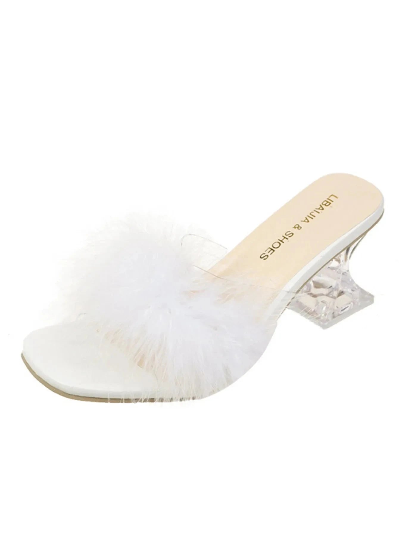 Fluffy Strap Block Heel Sandals - ShalayeFashion
