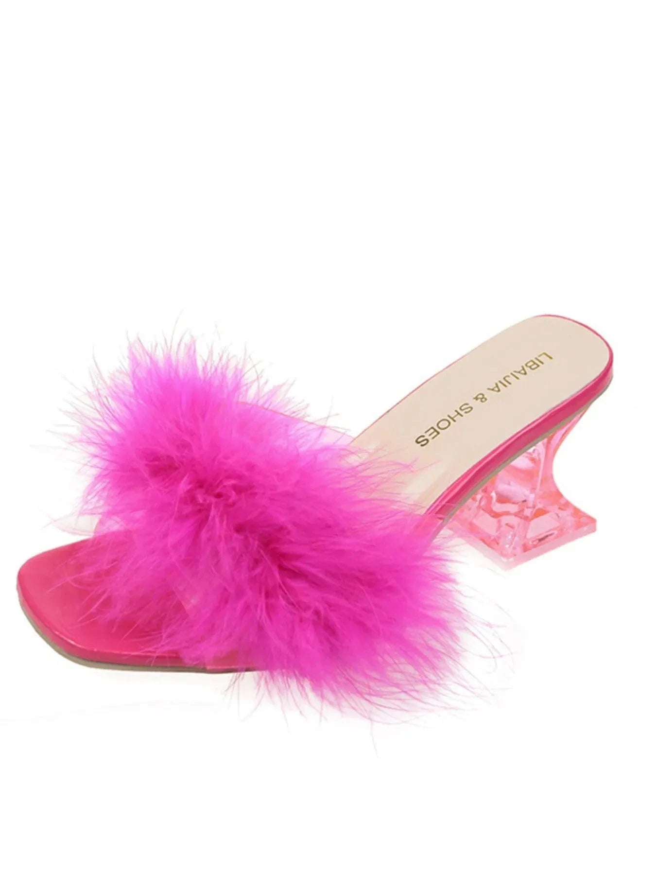 Fluffy Strap Block Heel Sandals - ShalayeFashion