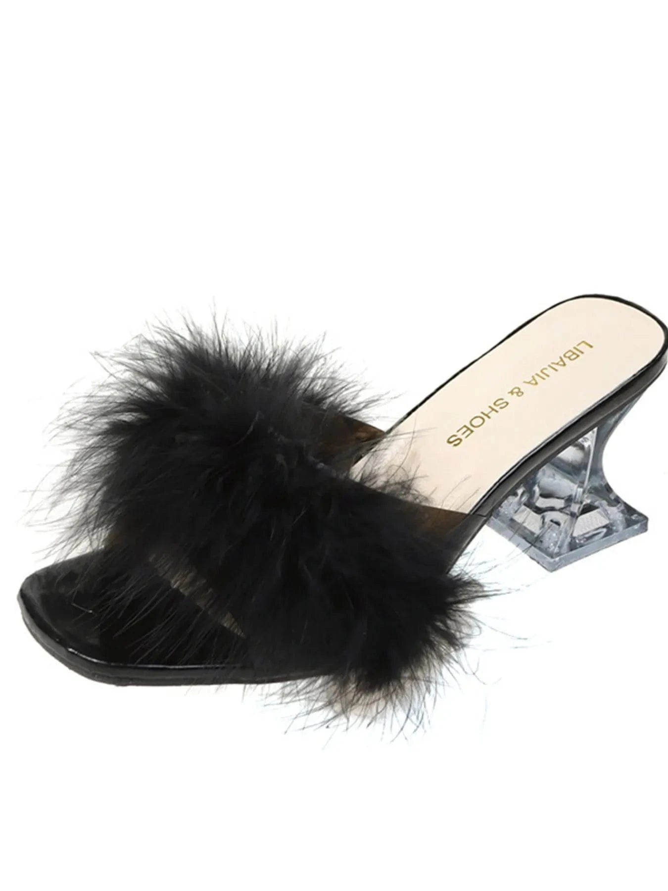 Fluffy Strap Block Heel Sandals - ShalayeFashion