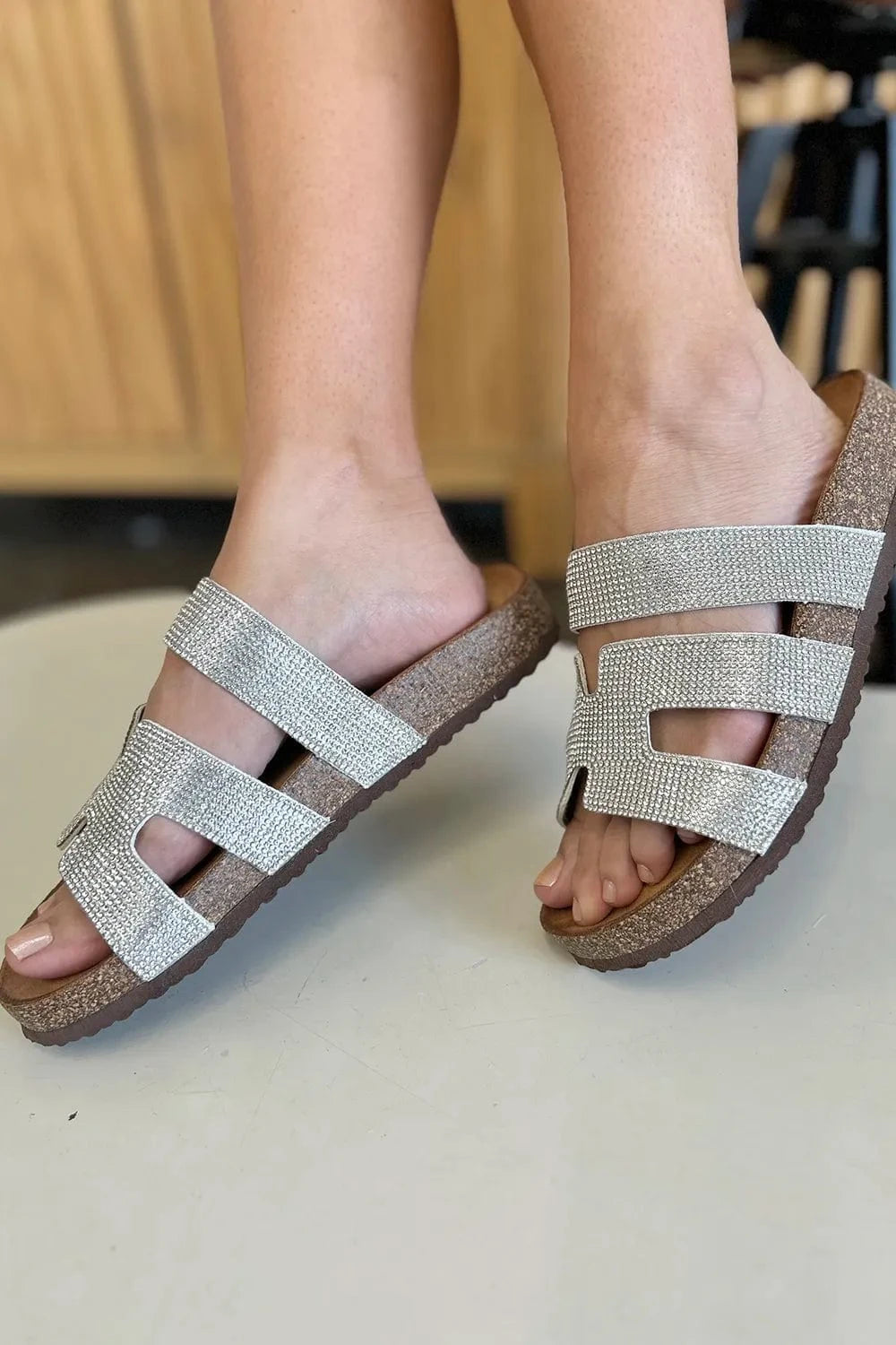 Forever Link Rhinestone Open Toe Sandals - ShalayeFashion