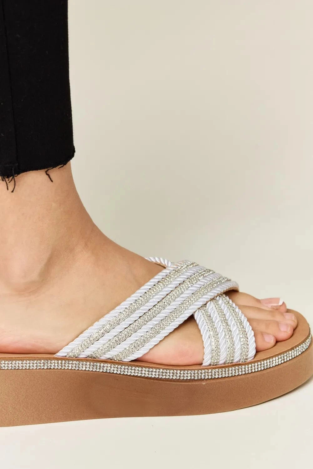 Forever Link Rhinestone Platform Wedge Sandals - ShalayeFashion