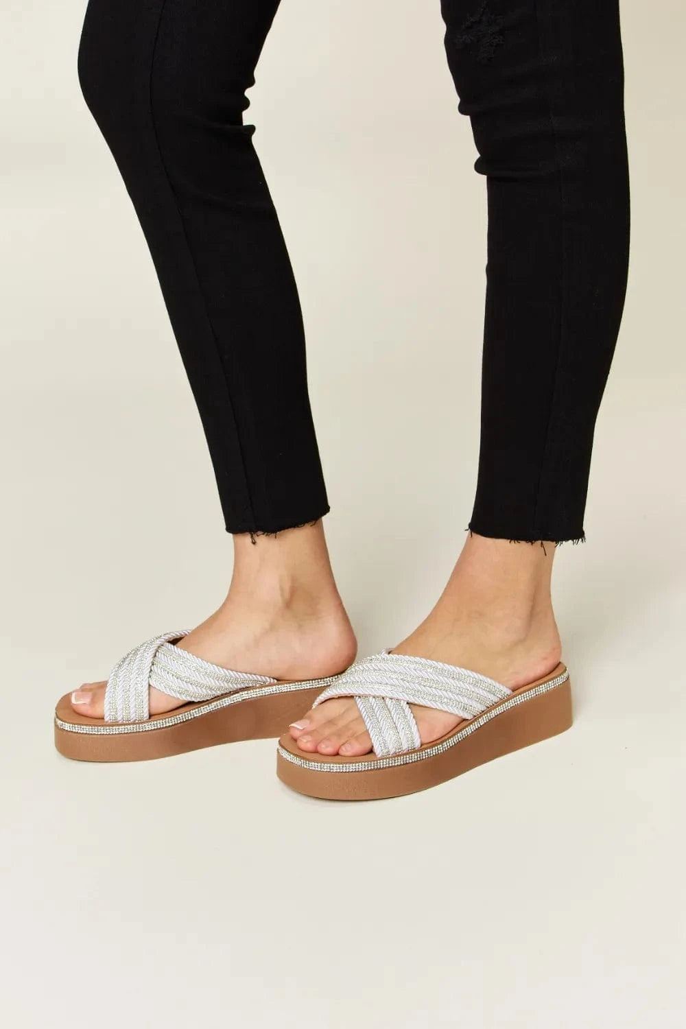 Forever Link Rhinestone Platform Wedge Sandals - ShalayeFashion