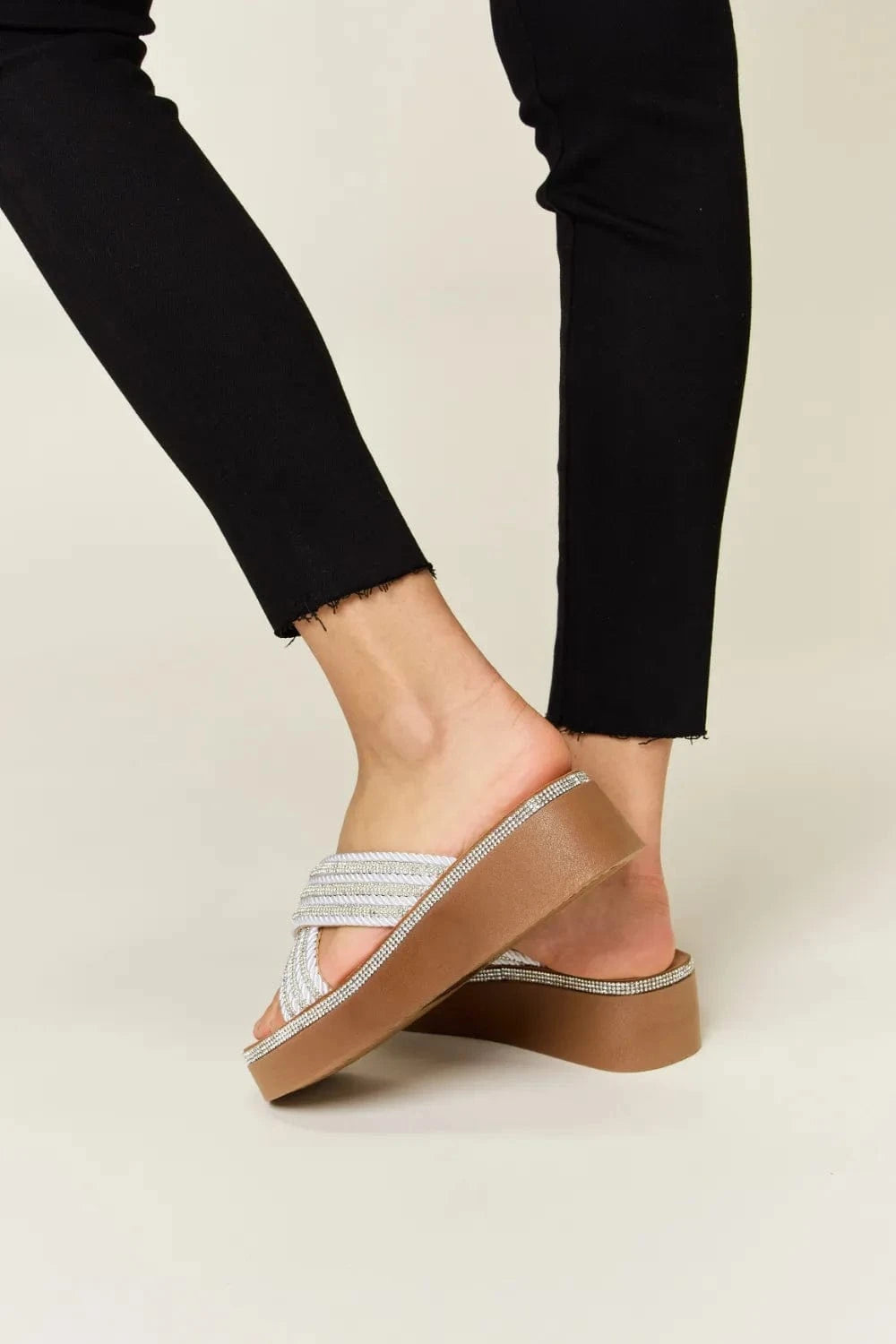 Forever Link Rhinestone Platform Wedge Sandals - ShalayeFashion