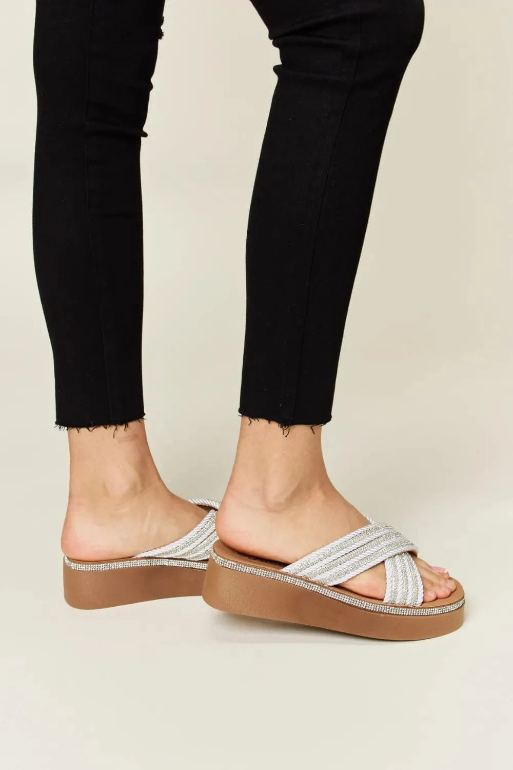 Forever Link Rhinestone Platform Wedge Sandals - ShalayeFashion