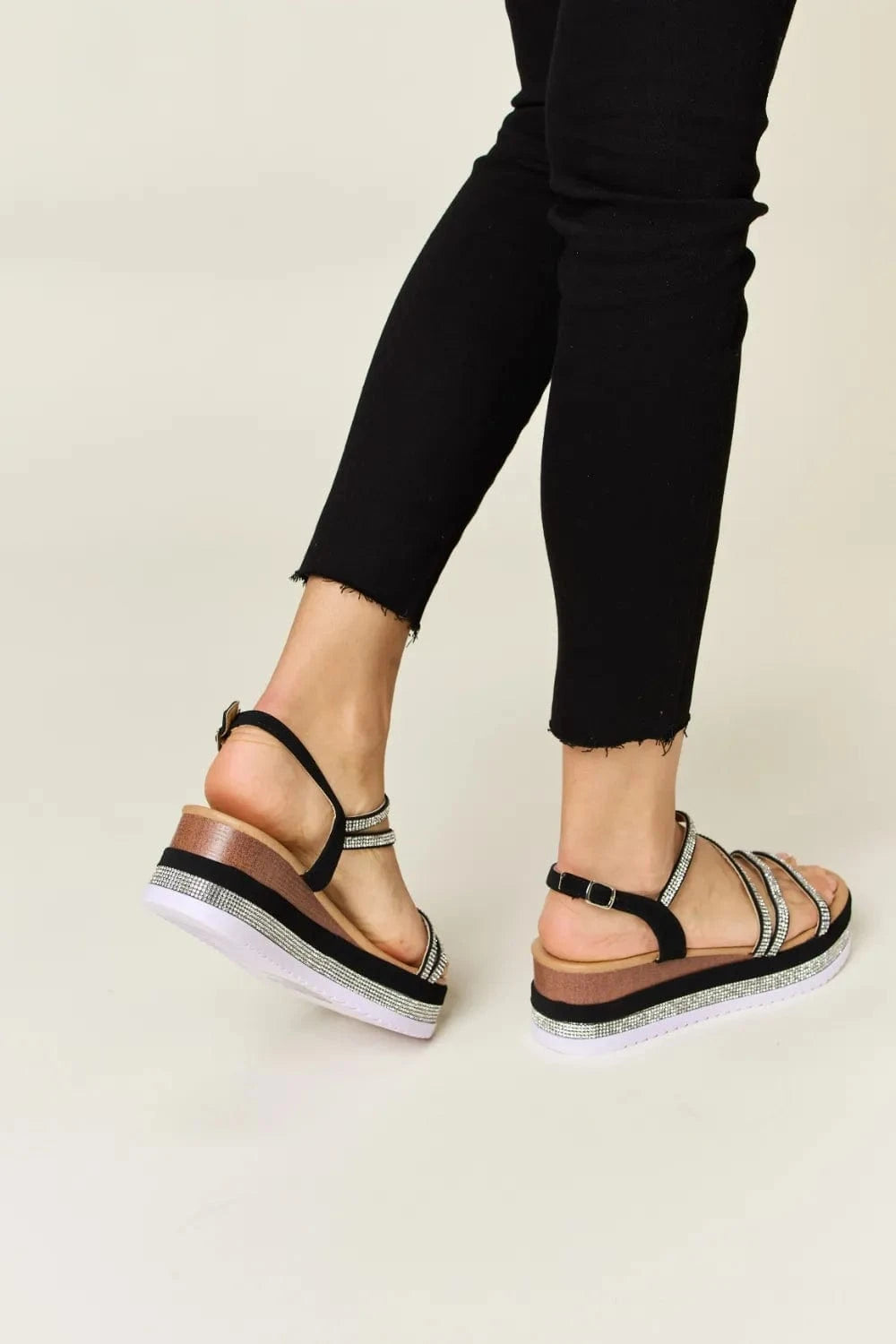Forever Link Rhinestone Strappy Wedge Sandals - ShalayeFashion