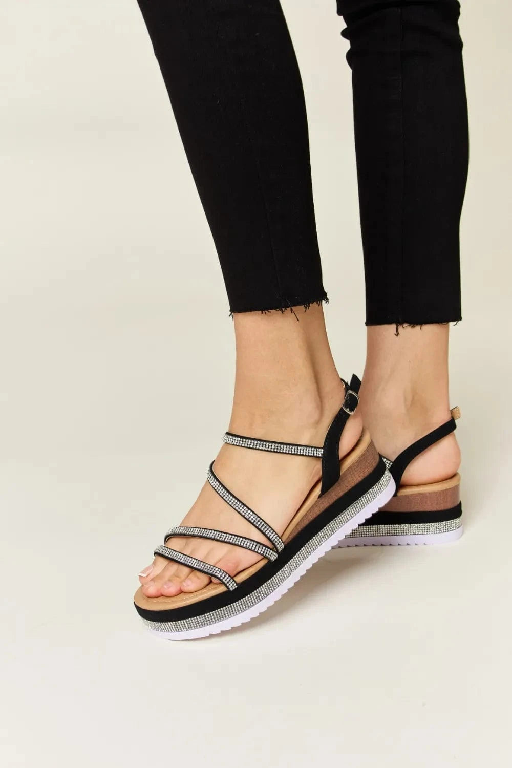 Forever Link Rhinestone Strappy Wedge Sandals - ShalayeFashion