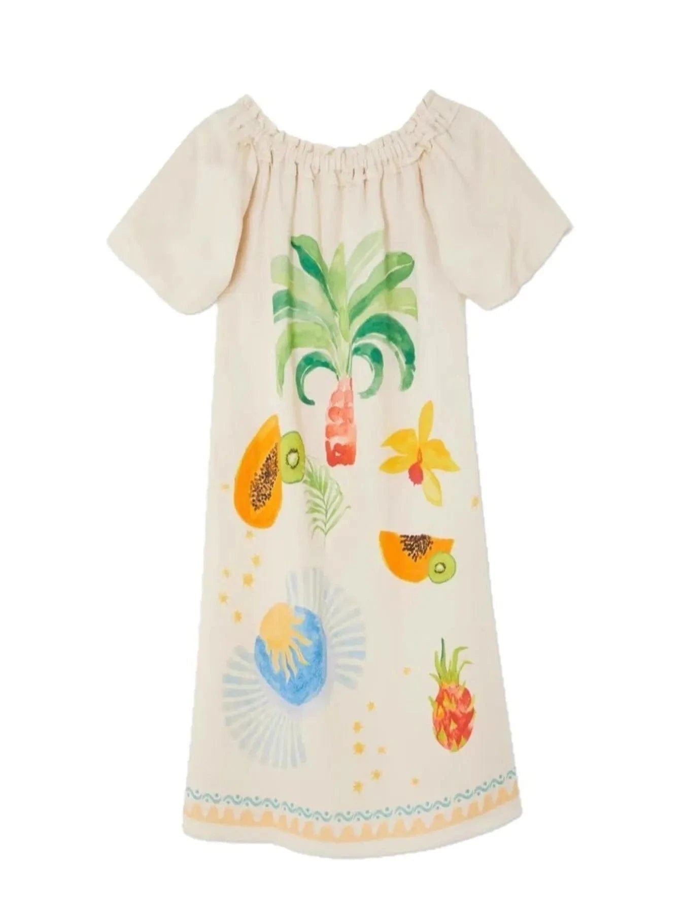 Frill Printed Off - Shoulder Dress - ShalayeFashion