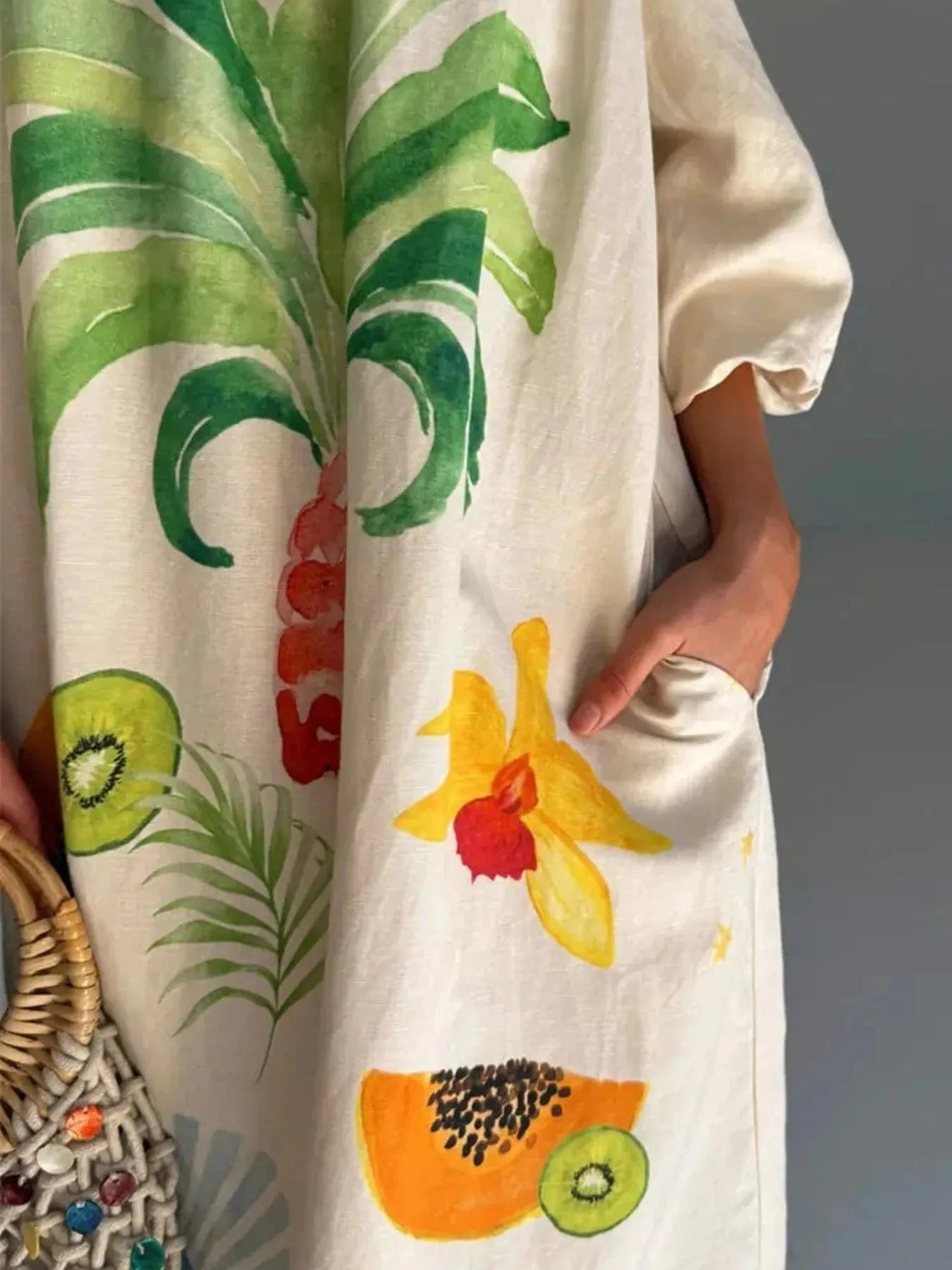 Frill Printed Off - Shoulder Dress - ShalayeFashion