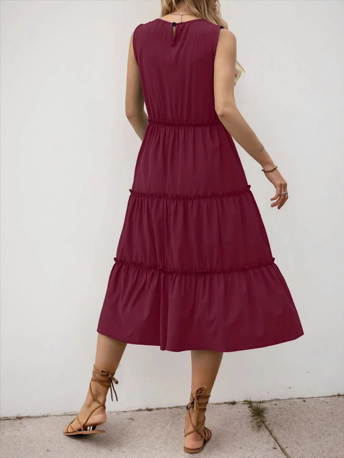 Frill Tiered Midi Dress - ShalayeFashion