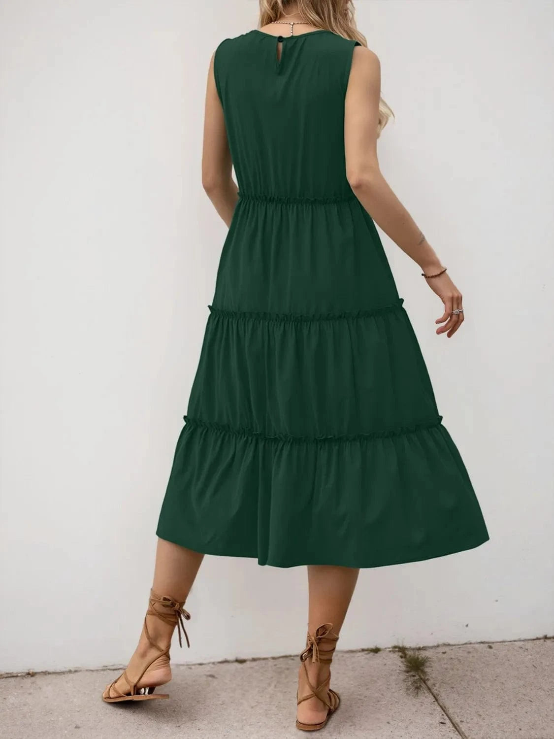 Frill Tiered Midi Dress - ShalayeFashion