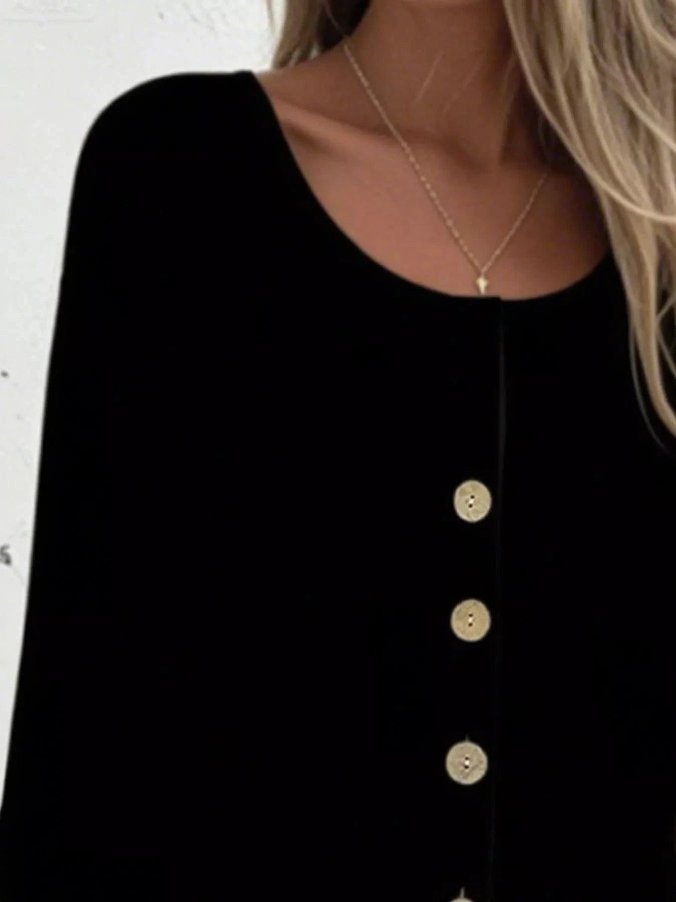 Full Size Button - Front 3/4 Sleeve Casual Blouse Plus Size - ShalayeFashion