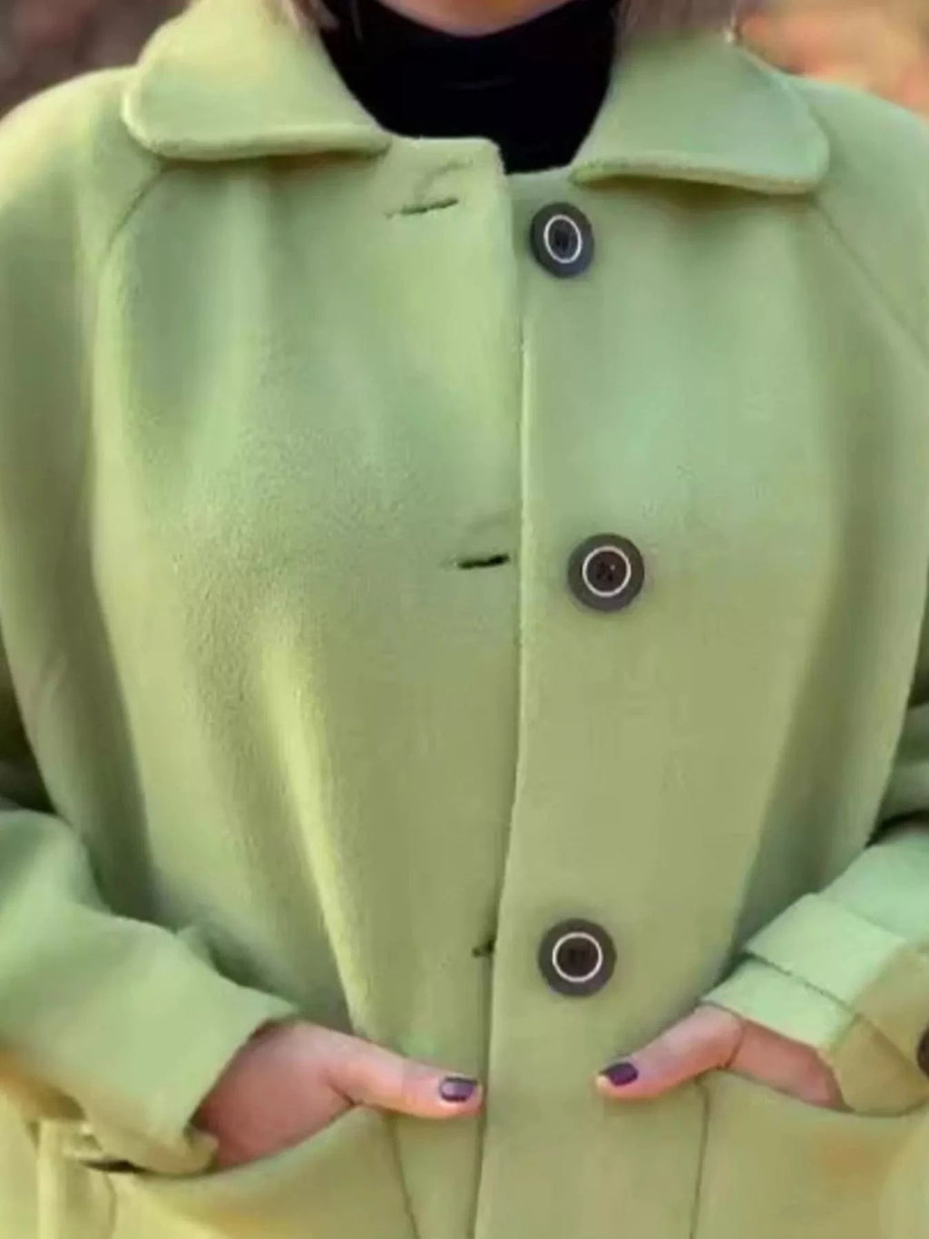 Full Size Button - Front Raglan Sleeve Coat Plus Size - ShalayeFashion