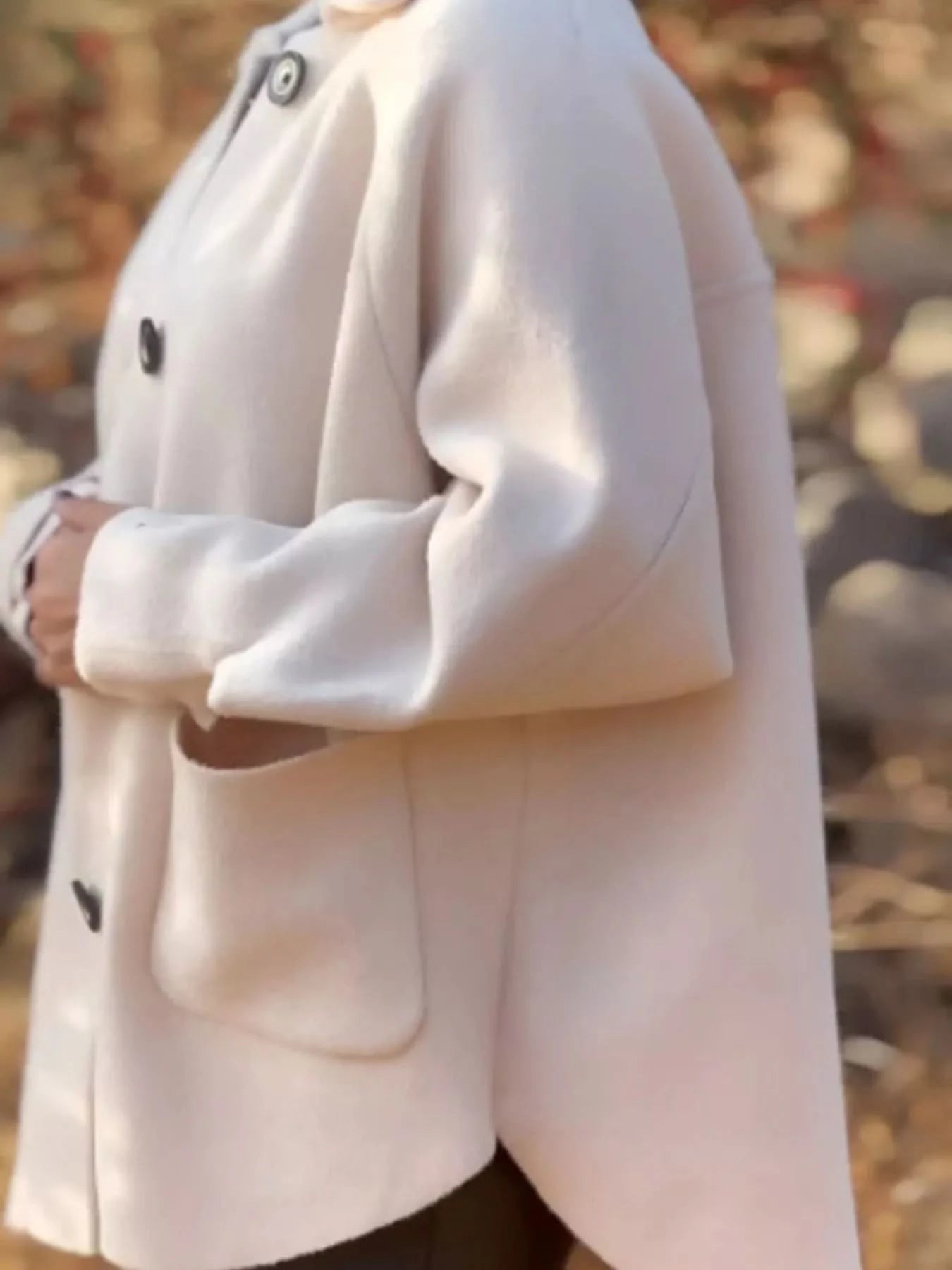 Full Size Button - Front Raglan Sleeve Coat Plus Size - ShalayeFashion