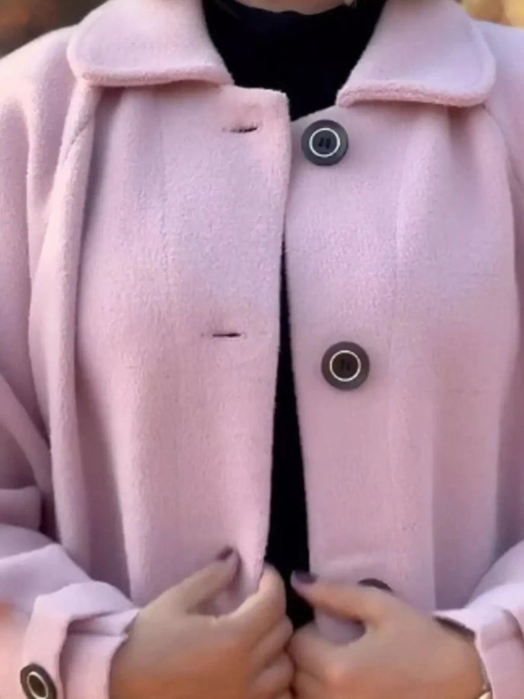 Full Size Button - Front Raglan Sleeve Coat Plus Size - ShalayeFashion