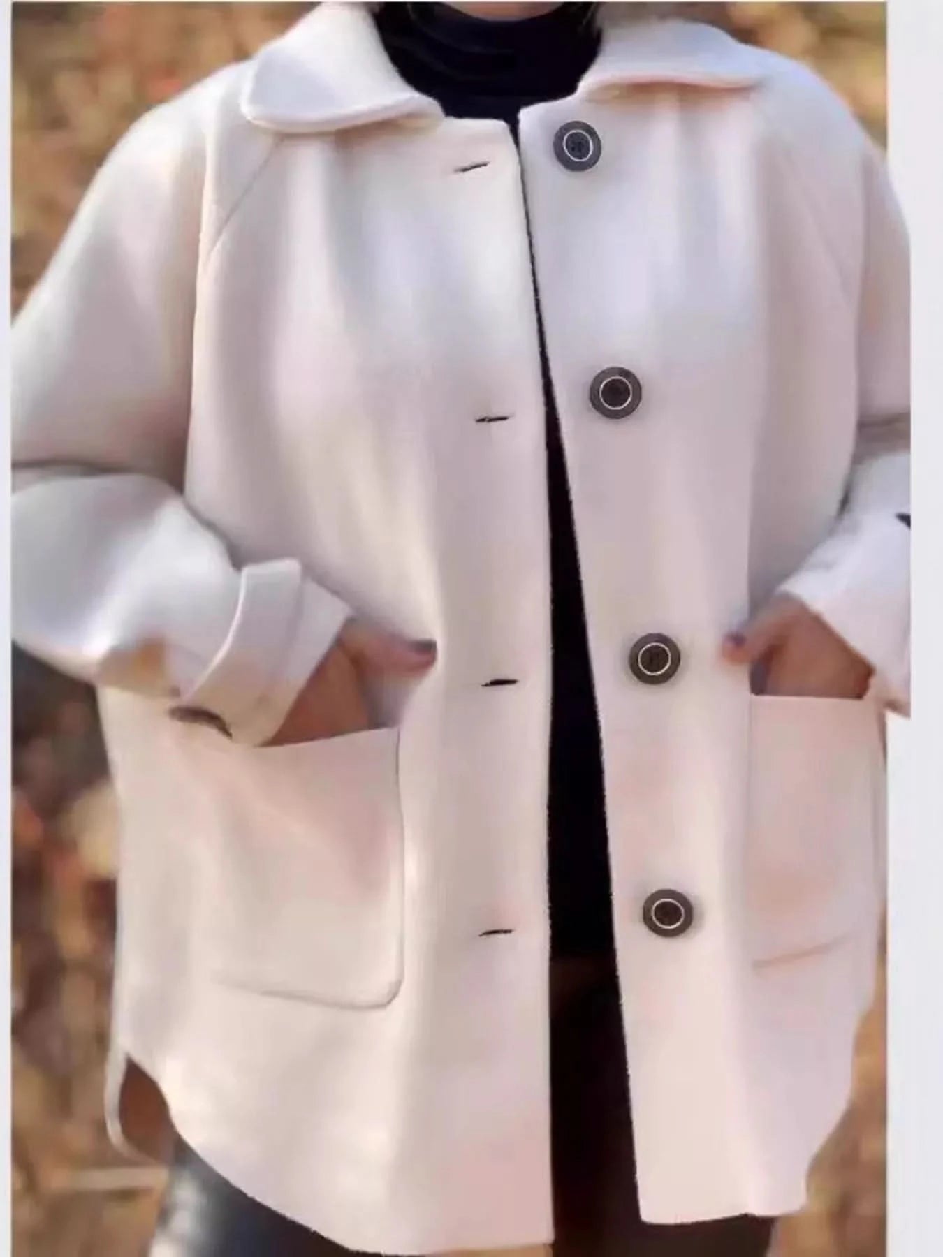 Full Size Button - Front Raglan Sleeve Coat Plus Size - ShalayeFashion