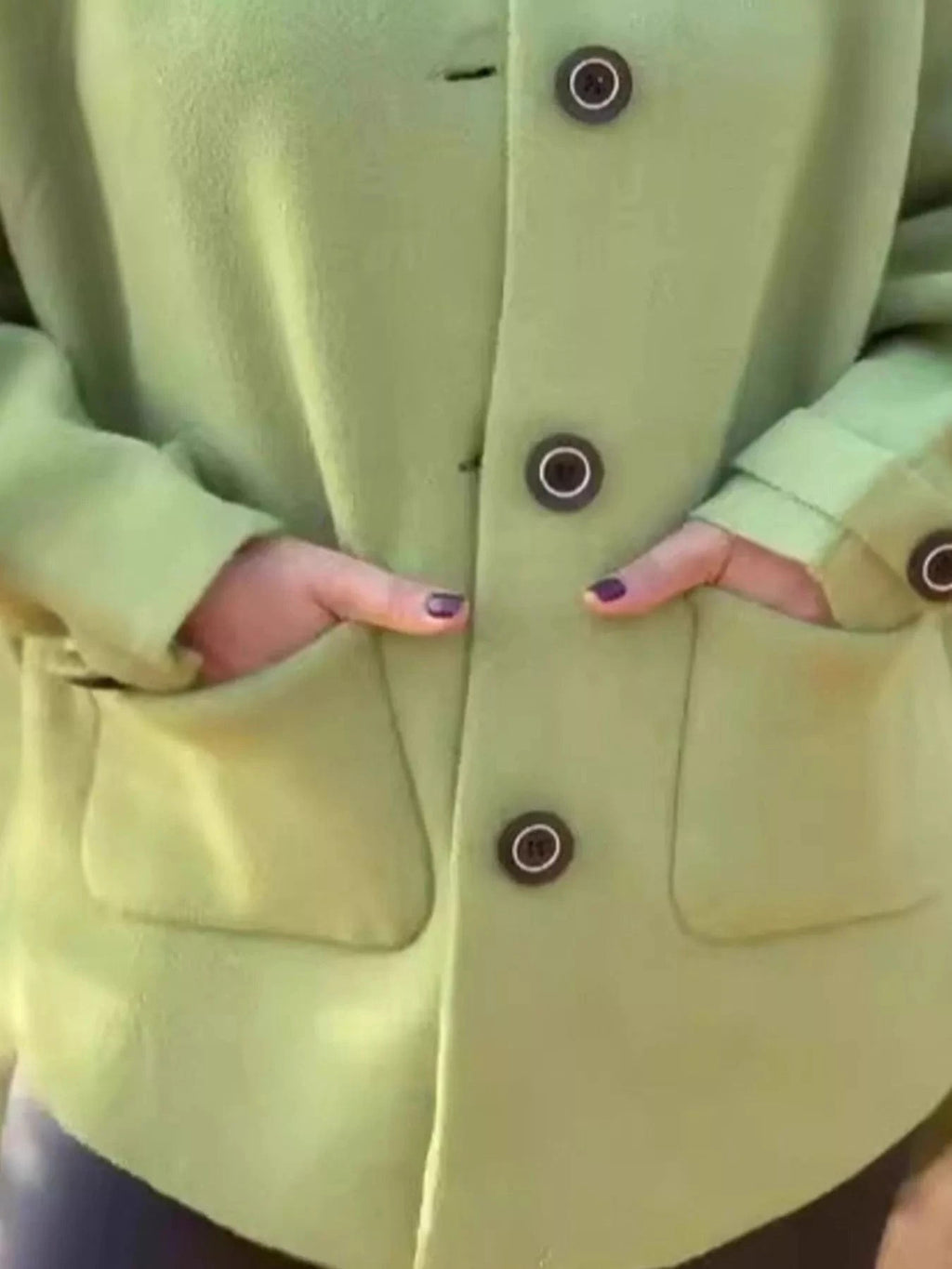 Full Size Button - Front Raglan Sleeve Coat Plus Size - ShalayeFashion