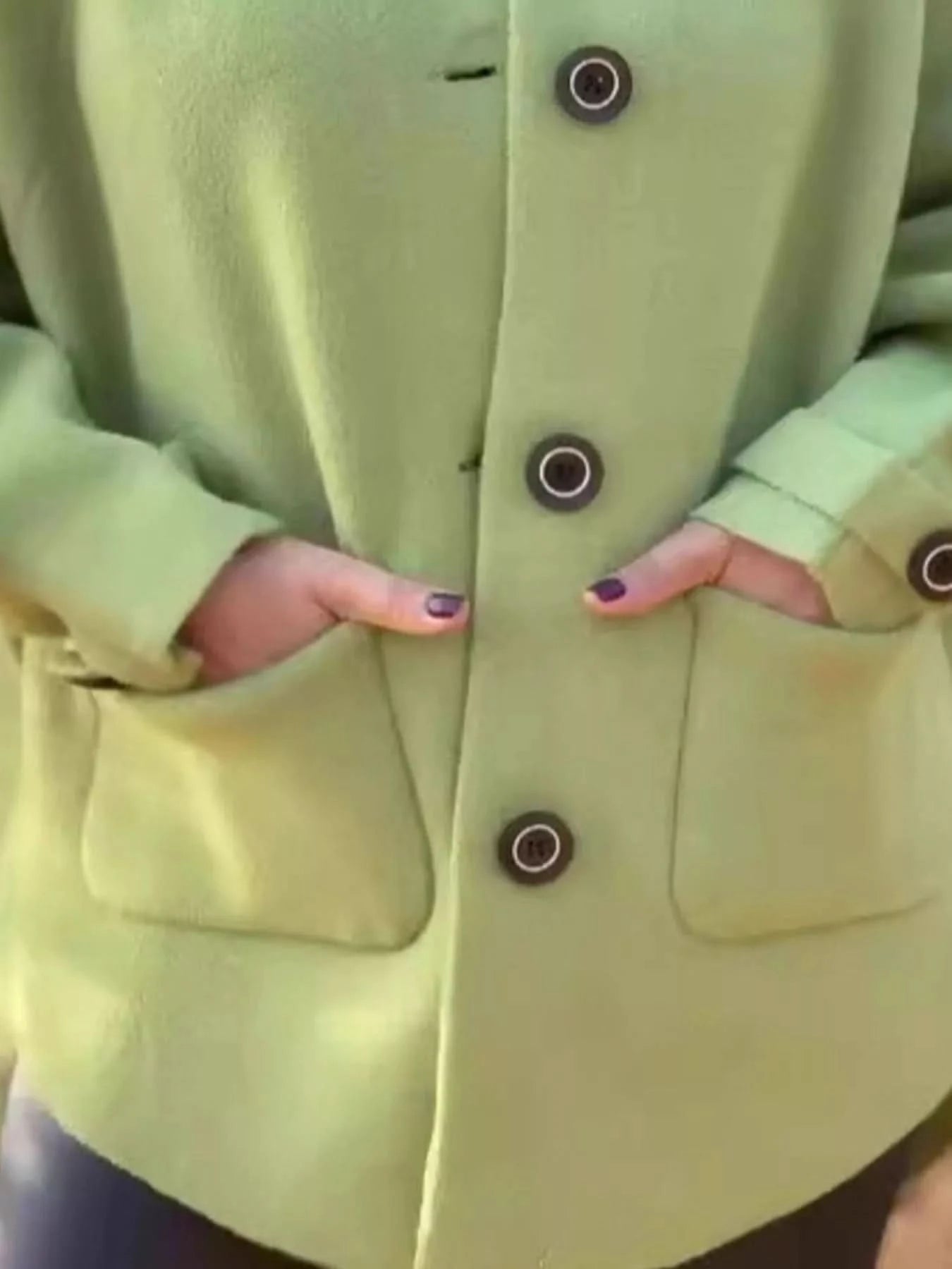 Full Size Button - Front Raglan Sleeve Coat Plus Size - ShalayeFashion