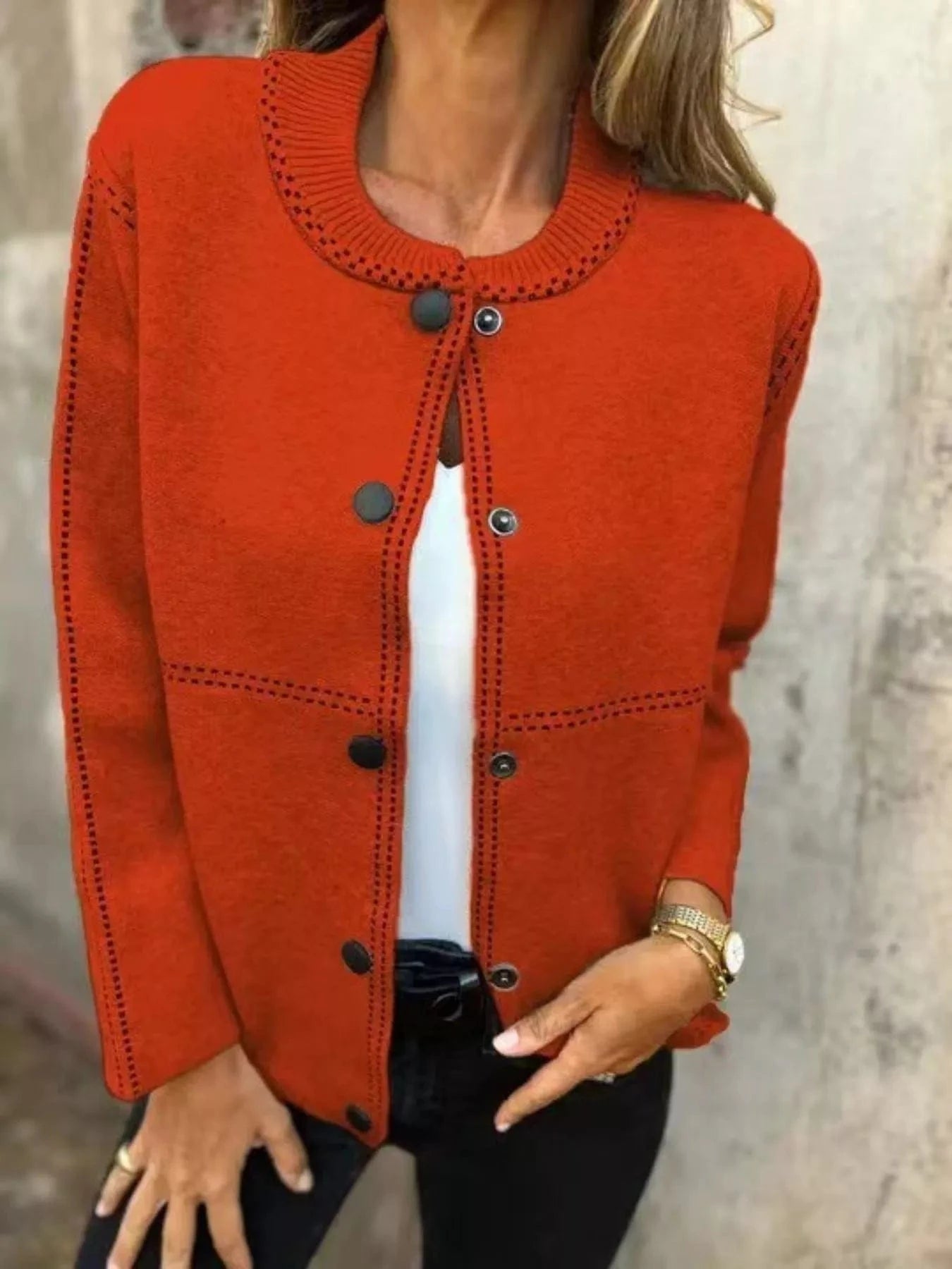 Full Size Button Up Long Sleeve Cardigan Plus Size - ShalayeFashion
