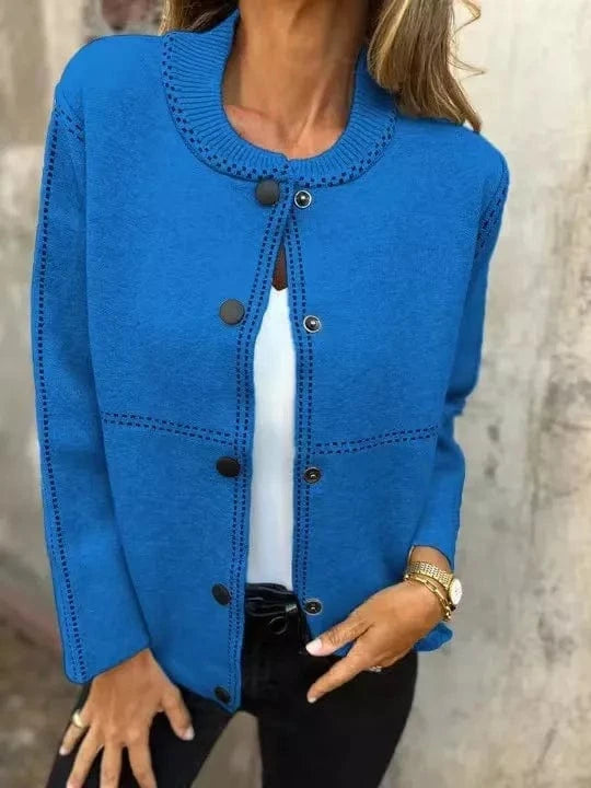 Full Size Button Up Long Sleeve Cardigan Plus Size - ShalayeFashion