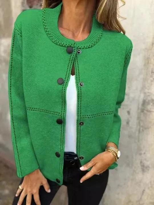 Full Size Button Up Long Sleeve Cardigan Plus Size - ShalayeFashion
