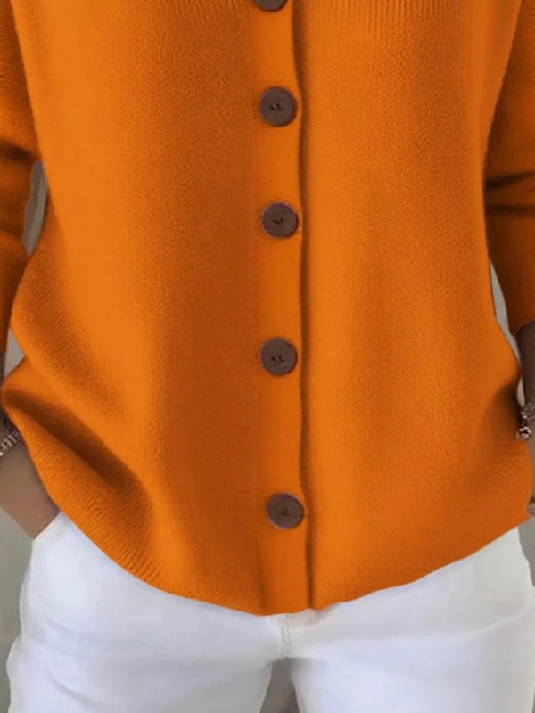Full Size Button Up Long Sleeve Cardigan Plus Size - ShalayeFashion