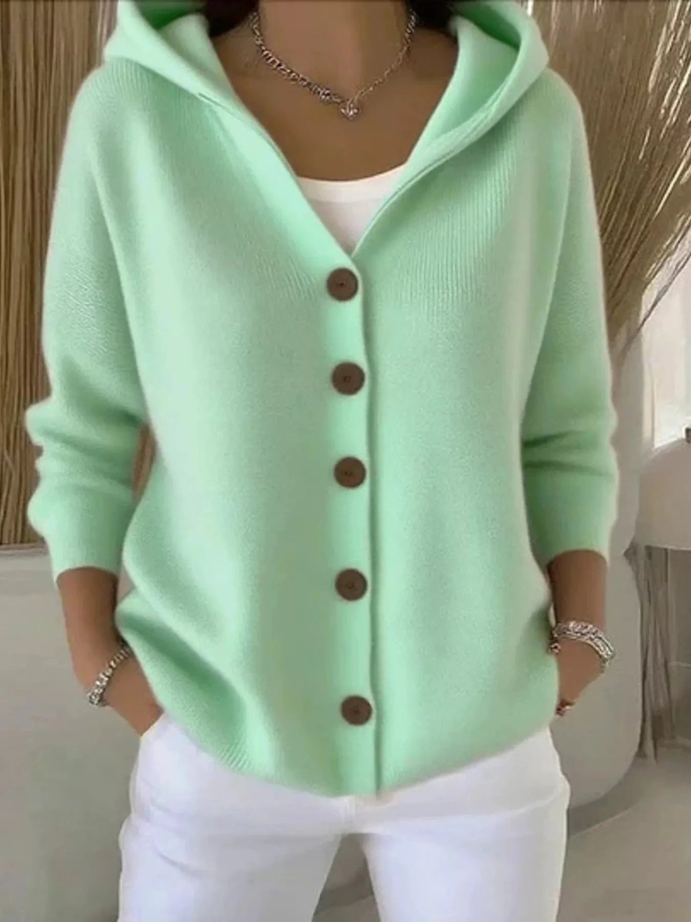 Full Size Button Up Long Sleeve Cardigan Plus Size - ShalayeFashion