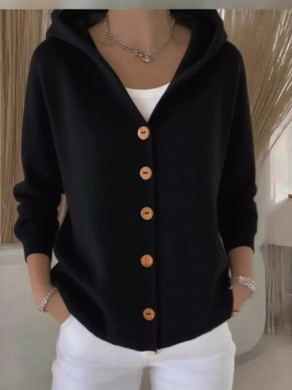 Full Size Button Up Long Sleeve Cardigan Plus Size - ShalayeFashion