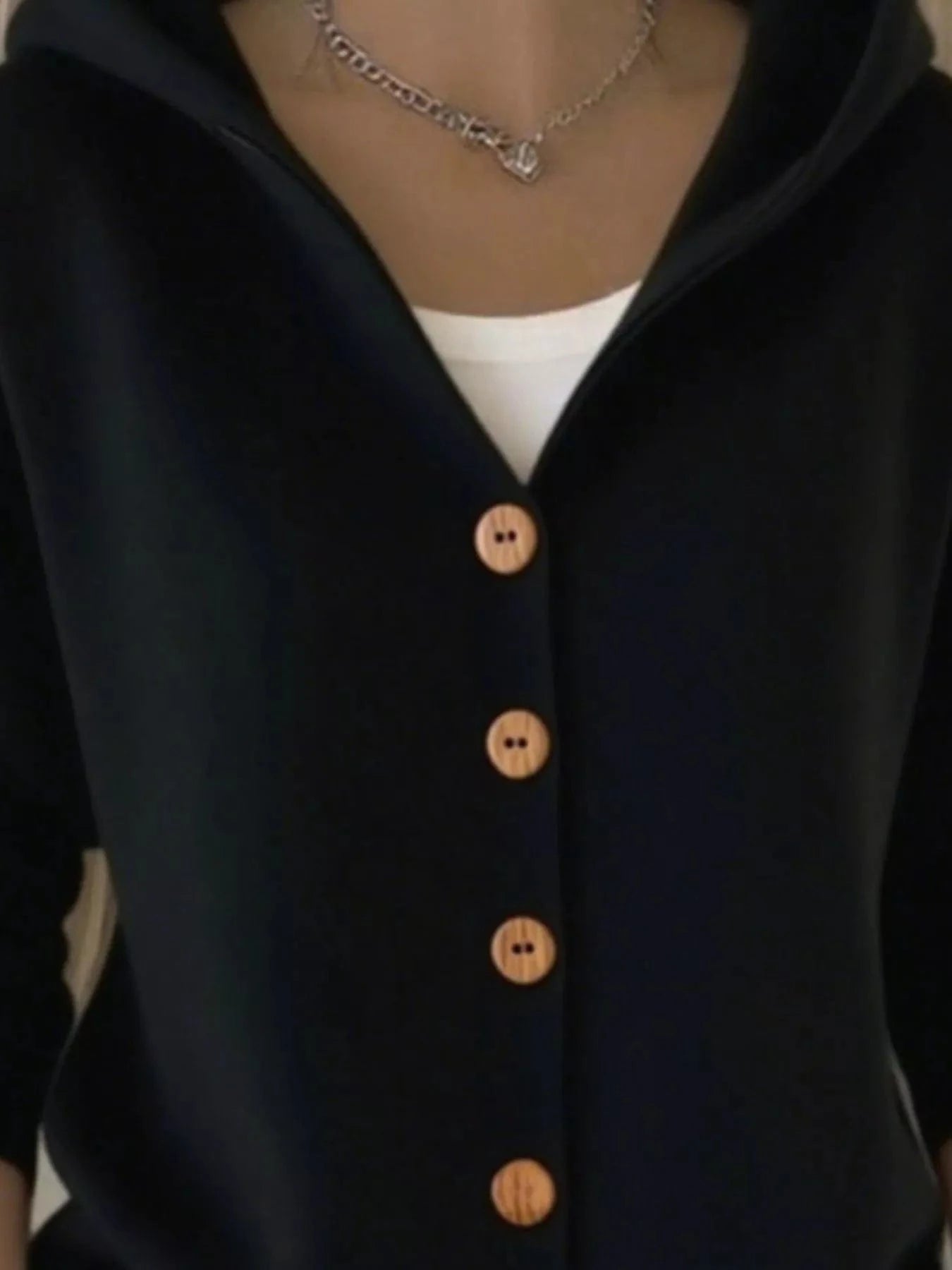 Full Size Button Up Long Sleeve Cardigan Plus Size - ShalayeFashion