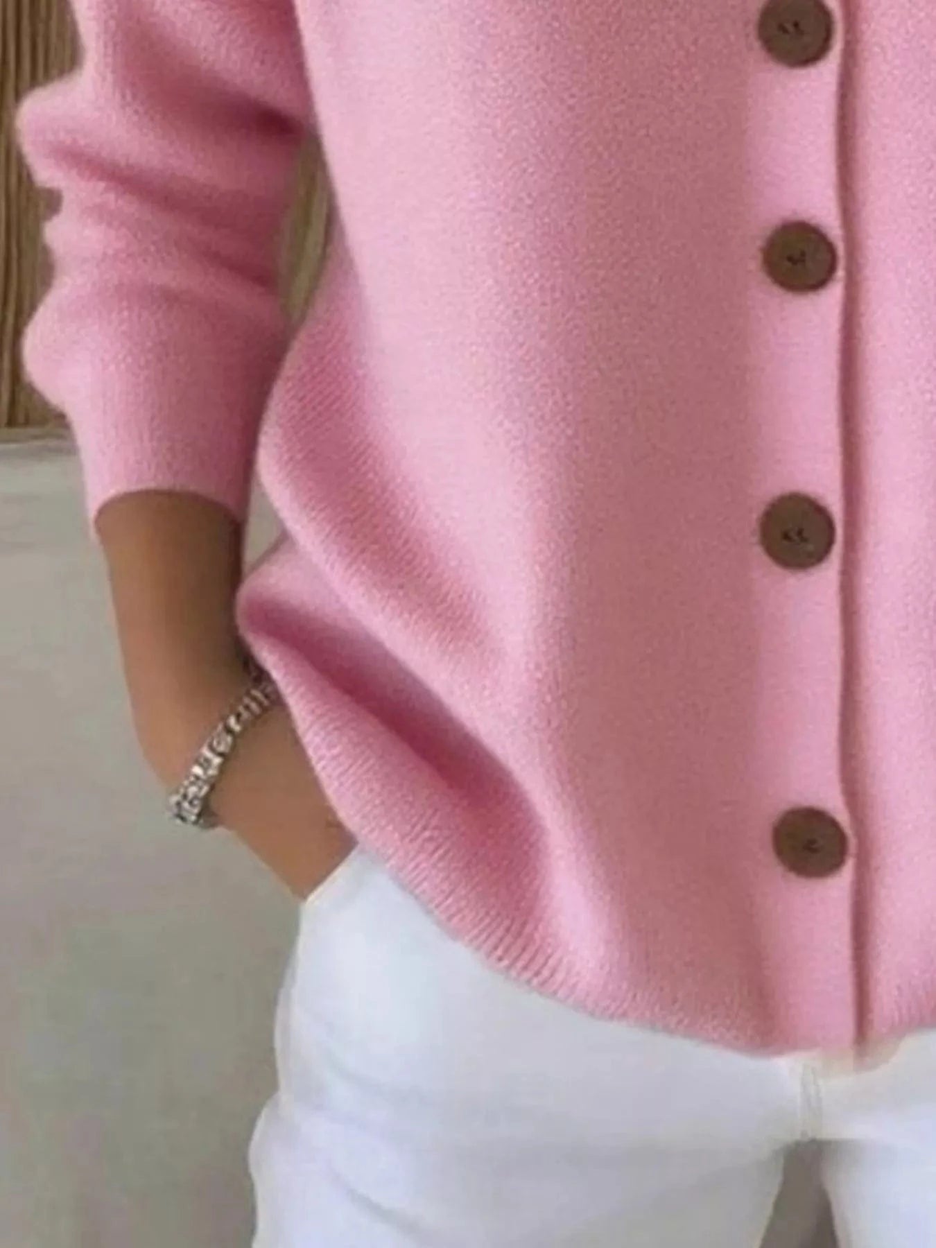 Full Size Button Up Long Sleeve Cardigan Plus Size - ShalayeFashion