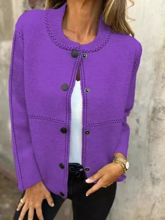Full Size Button Up Long Sleeve Cardigan Plus Size - ShalayeFashion