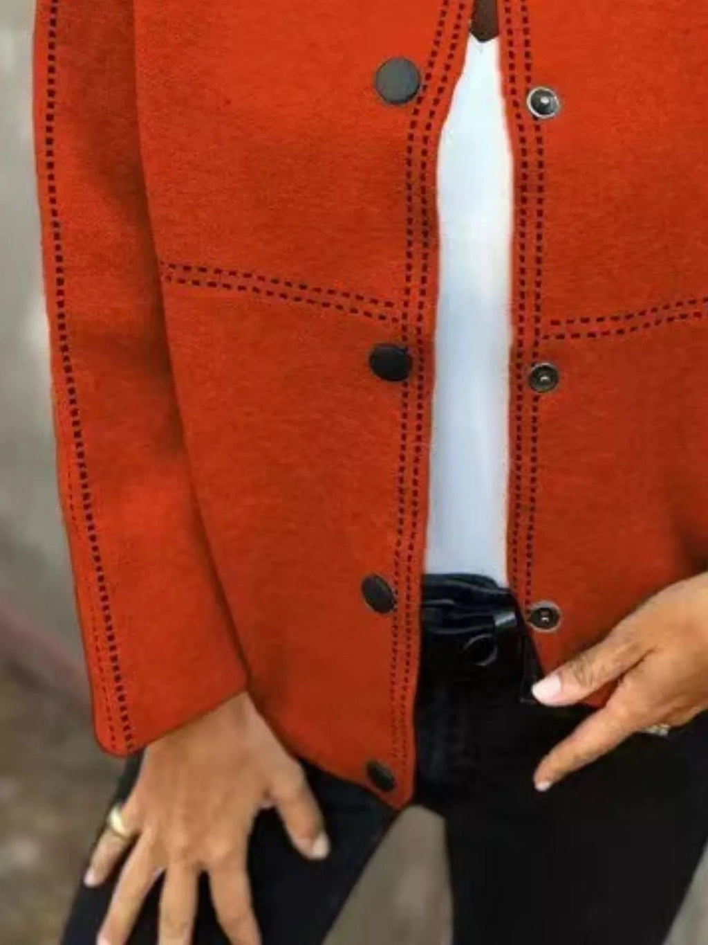 Full Size Button Up Long Sleeve Cardigan Plus Size - ShalayeFashion